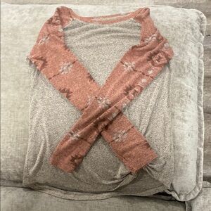 Maurices Gray and Pink Long Sleeve Tee